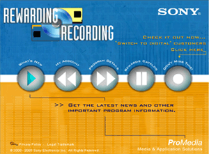 Sony Rewarding Recording website